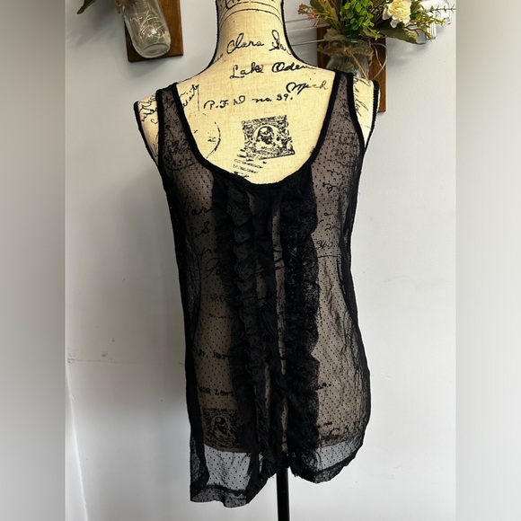 Vanity tank top mesh lace ruffle whimsical goth vampire witchy romantic fairy - Picture 2 of 10